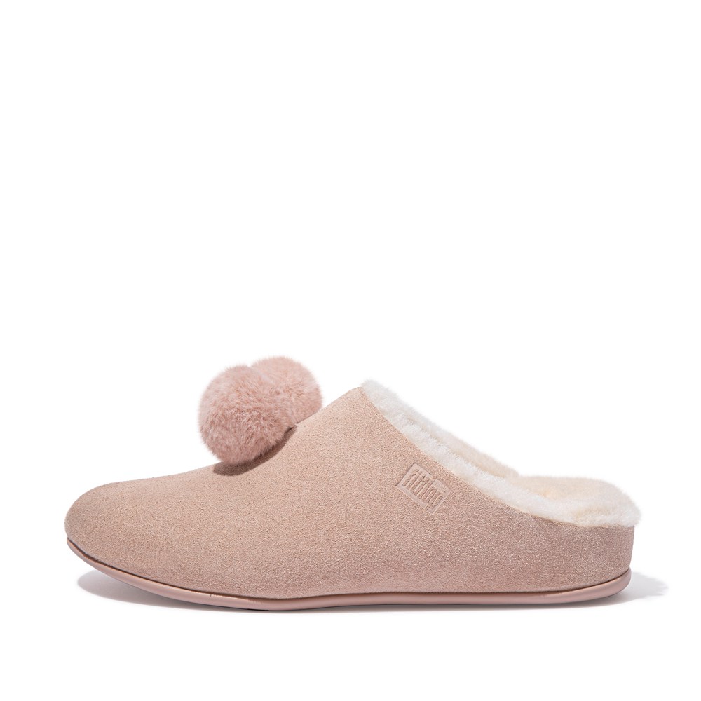 Fitflop Womens Slippers - Chrissie Pom-pom Shearling - Pink - 824-HKPXWZ